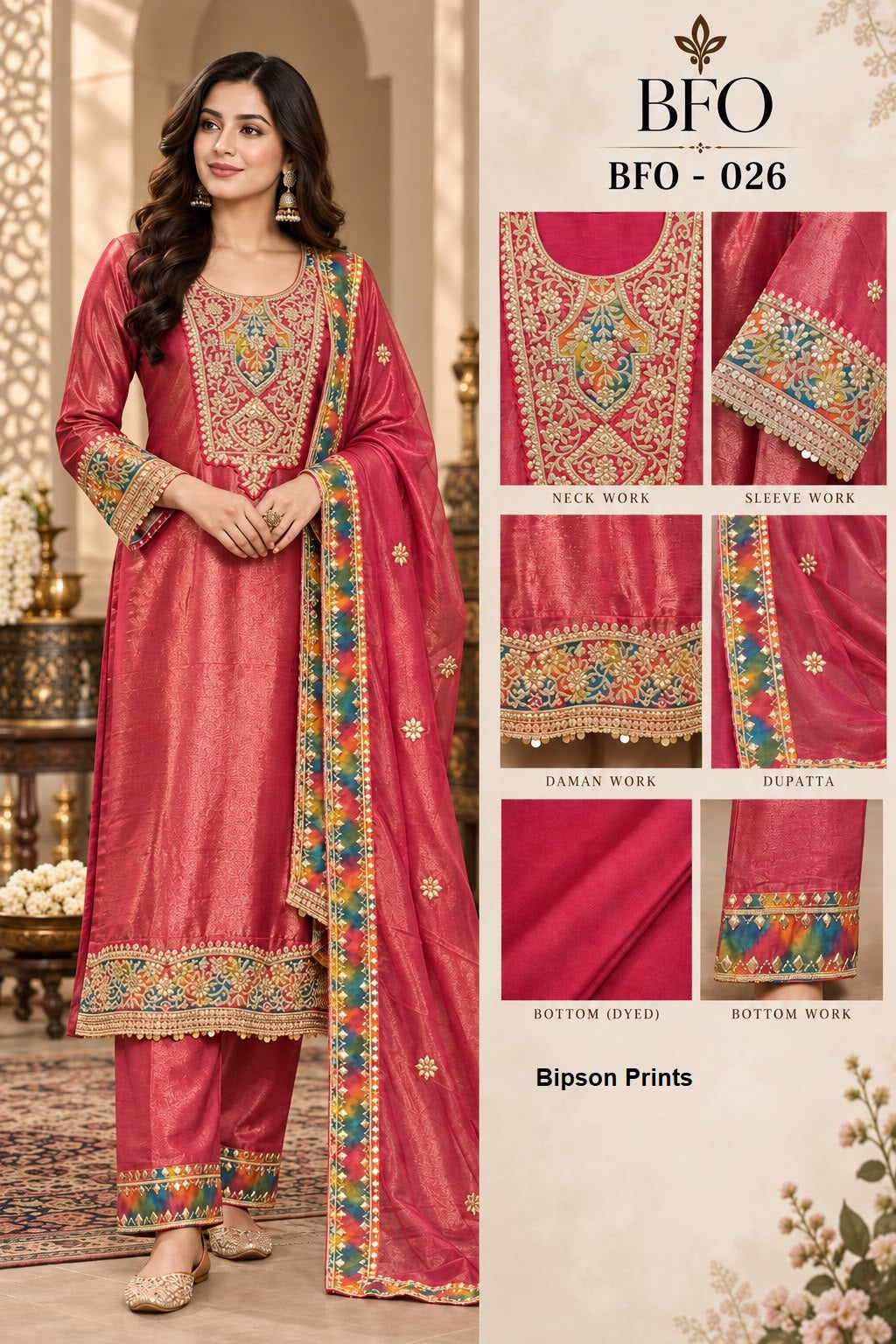 Bfo-026 Bipson Prints Tissue Simmer Pakistani Readymade Suits Wholesaler Gujarat