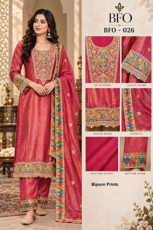 Bfo-026 Bipson Prints Tissue Simmer Pakistani Readymade Suits Wholesaler Gujarat