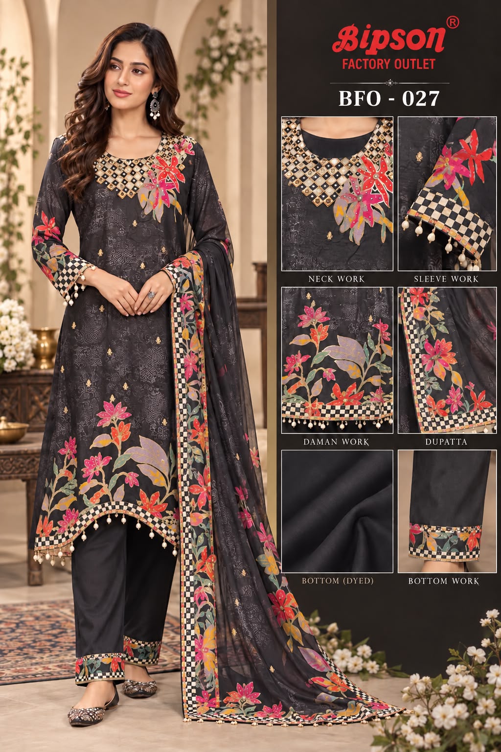 Bfo-027 Bipson Prints Silk Jacquard Pakistani Readymade Suits Supplier Gujarat