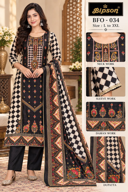 Bfo-034 Bipson Prints Silk Jacquard Pakistani Readymade Suits Exporter Ahmedabad