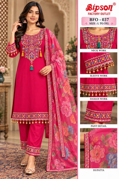 Bfo 031-037 Bipson Prints Natural Crape Pakistani Readymade Suits Wholesaler Ahmedabad