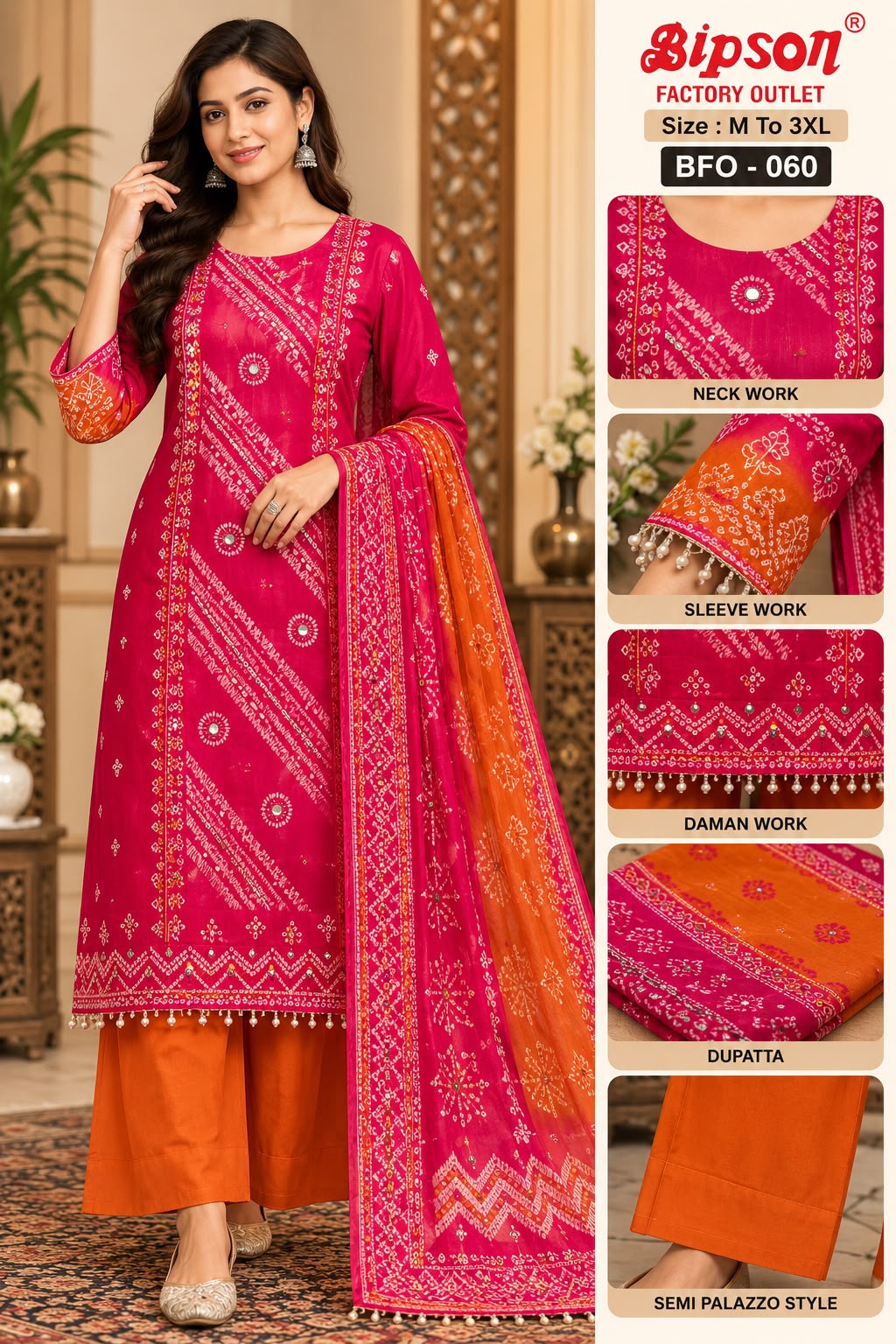 Bfo 060-065 Bipson Prints Viscose Satin Readymade Plazzo Style Suits Manufacturer Gujarat