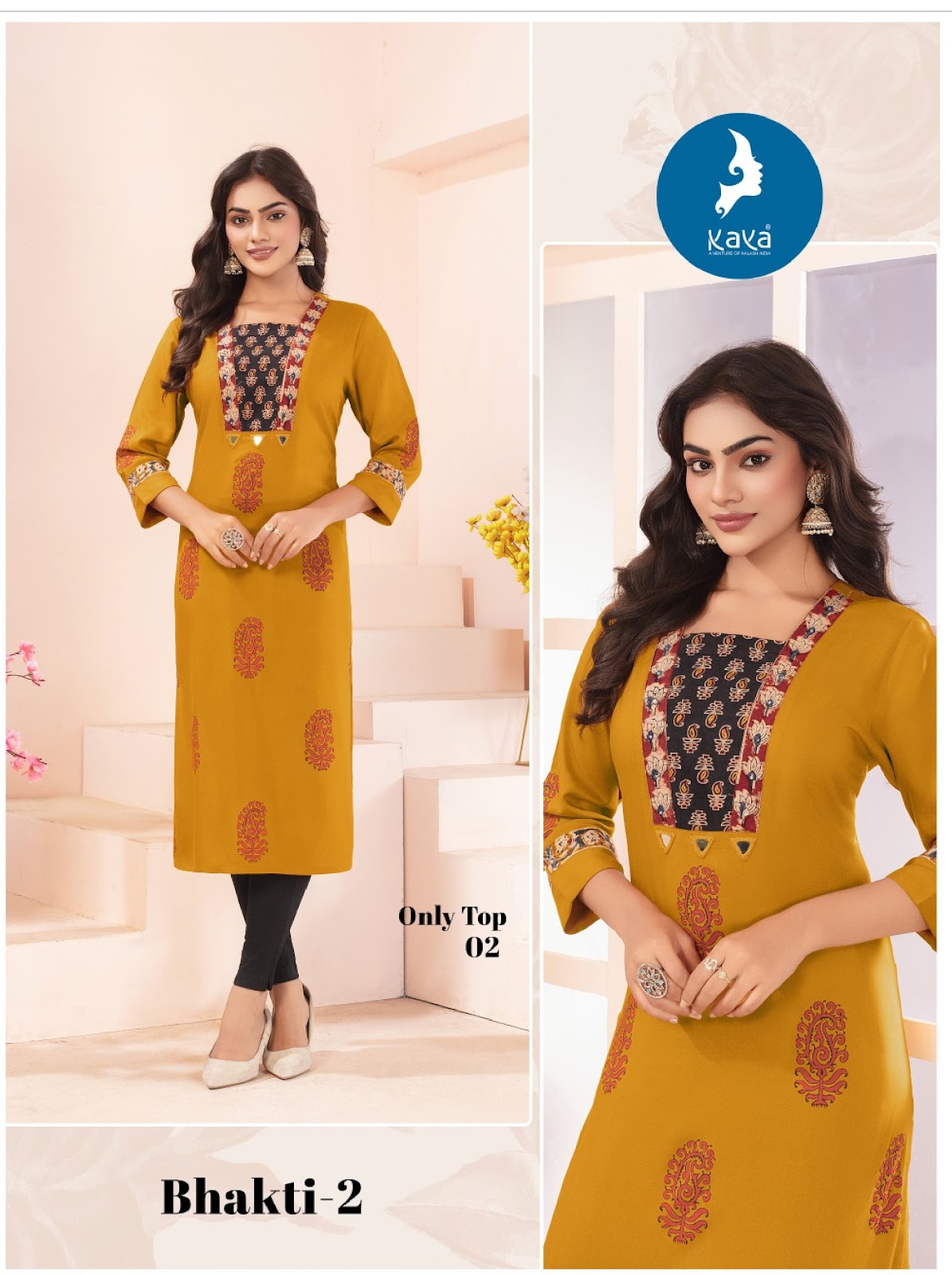 Bhakti 2 Kaya Reyon Long Straight Kurti Wholesaler Ahmedabad
