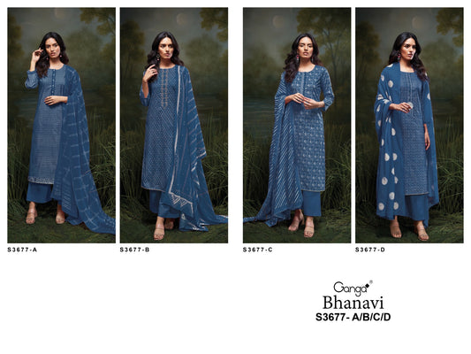 Bhanavi 3677 Ganga Cotton Plazzo Style Suits Manufacturer Gujarat