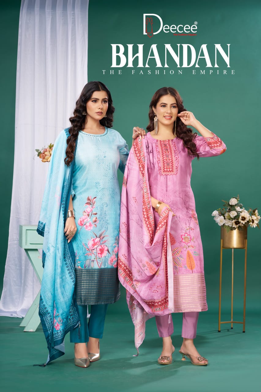 Bhandan Deecee Muslin Silk Readymade Pant Style Suits Exporter
