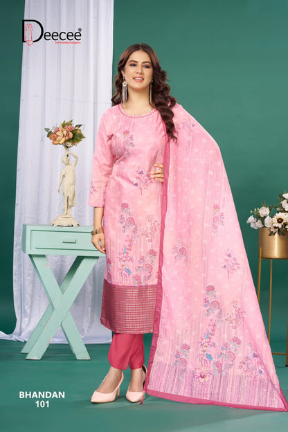 Bhandan Deecee Muslin Silk Readymade Pant Style Suits Exporter