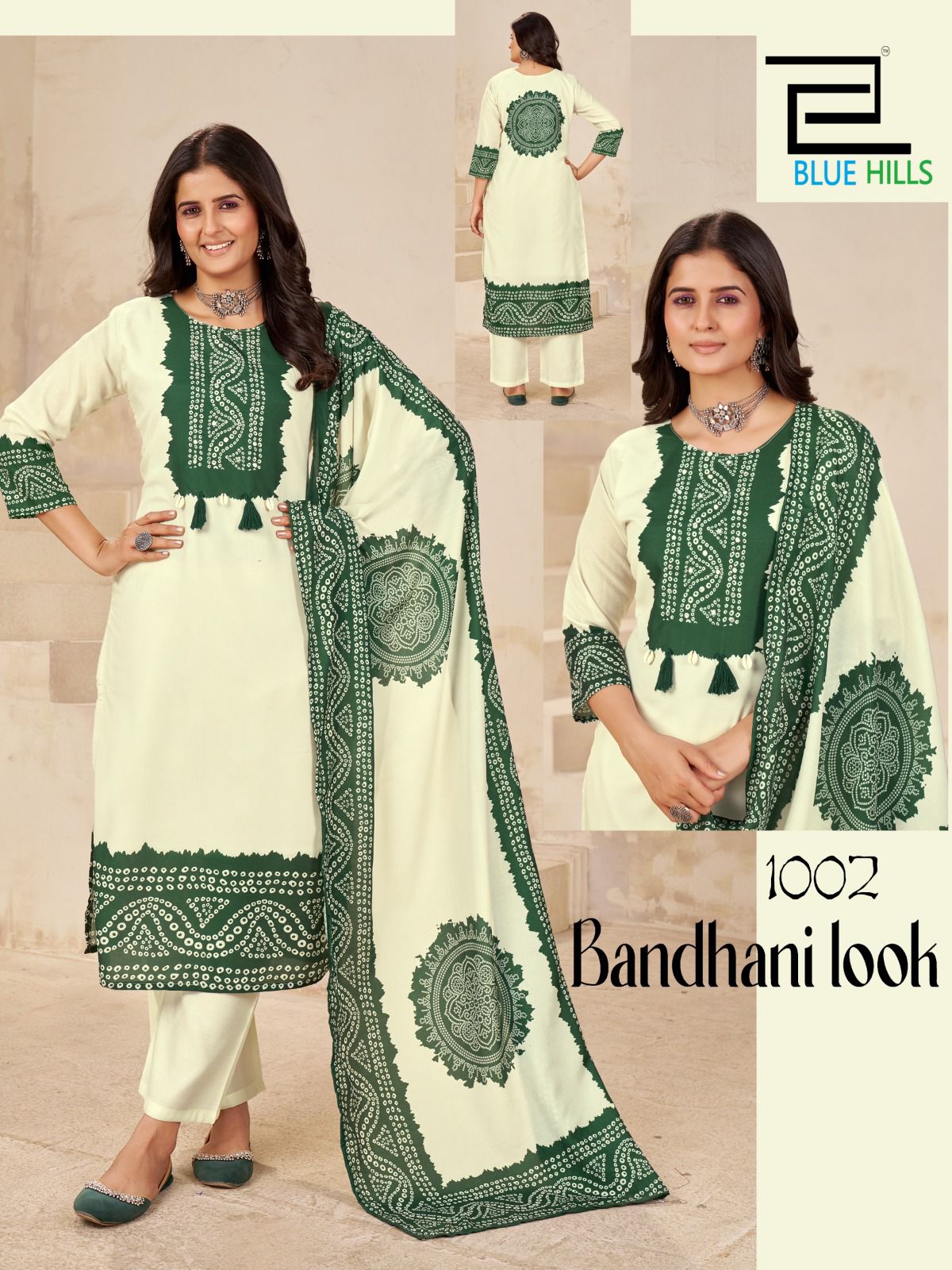Bhandani Look Blue Hills Muslin Readymade Pant Style Suits Manufacturer India