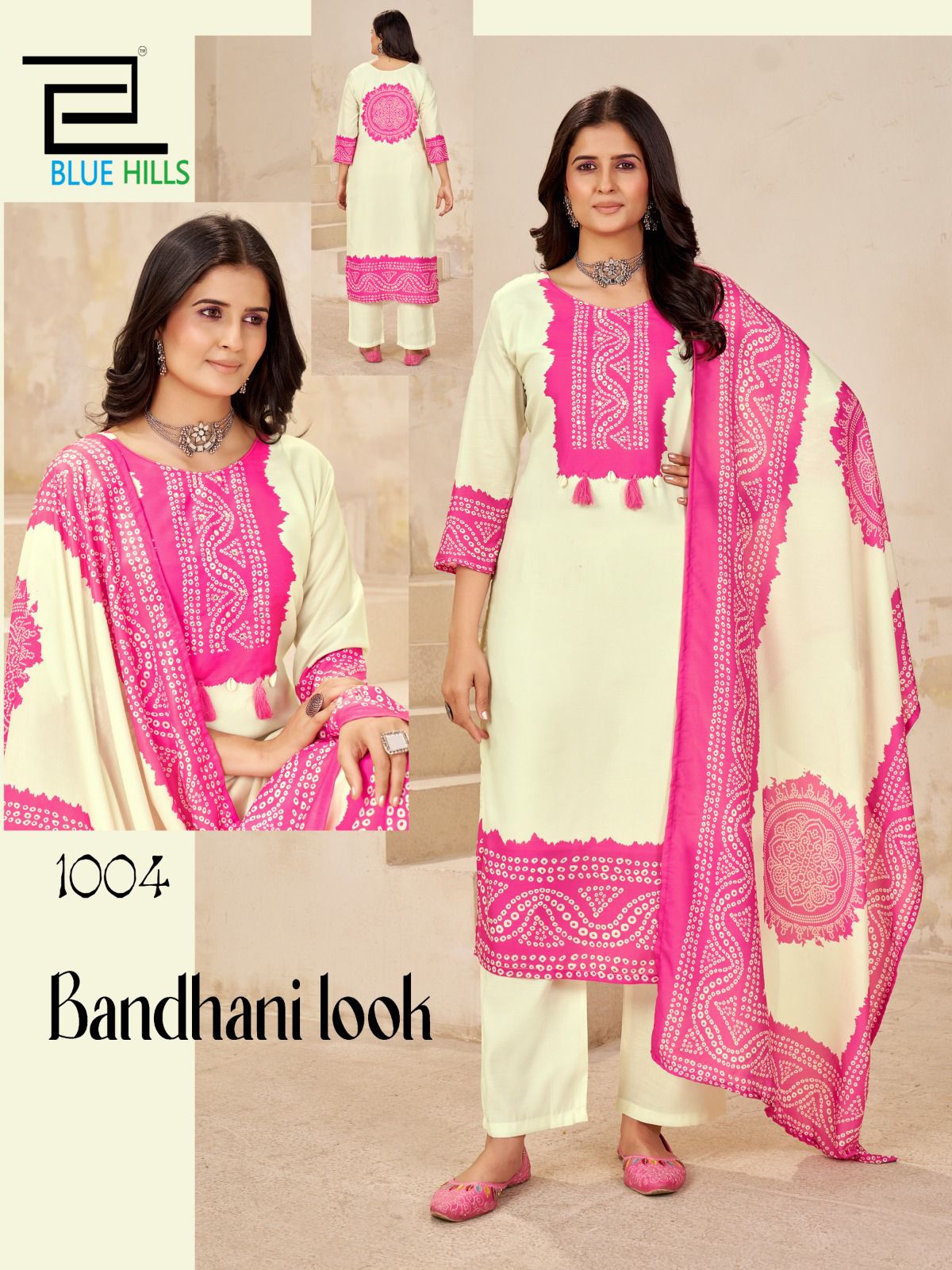 Bhandani Look Blue Hills Muslin Readymade Pant Style Suits Manufacturer India