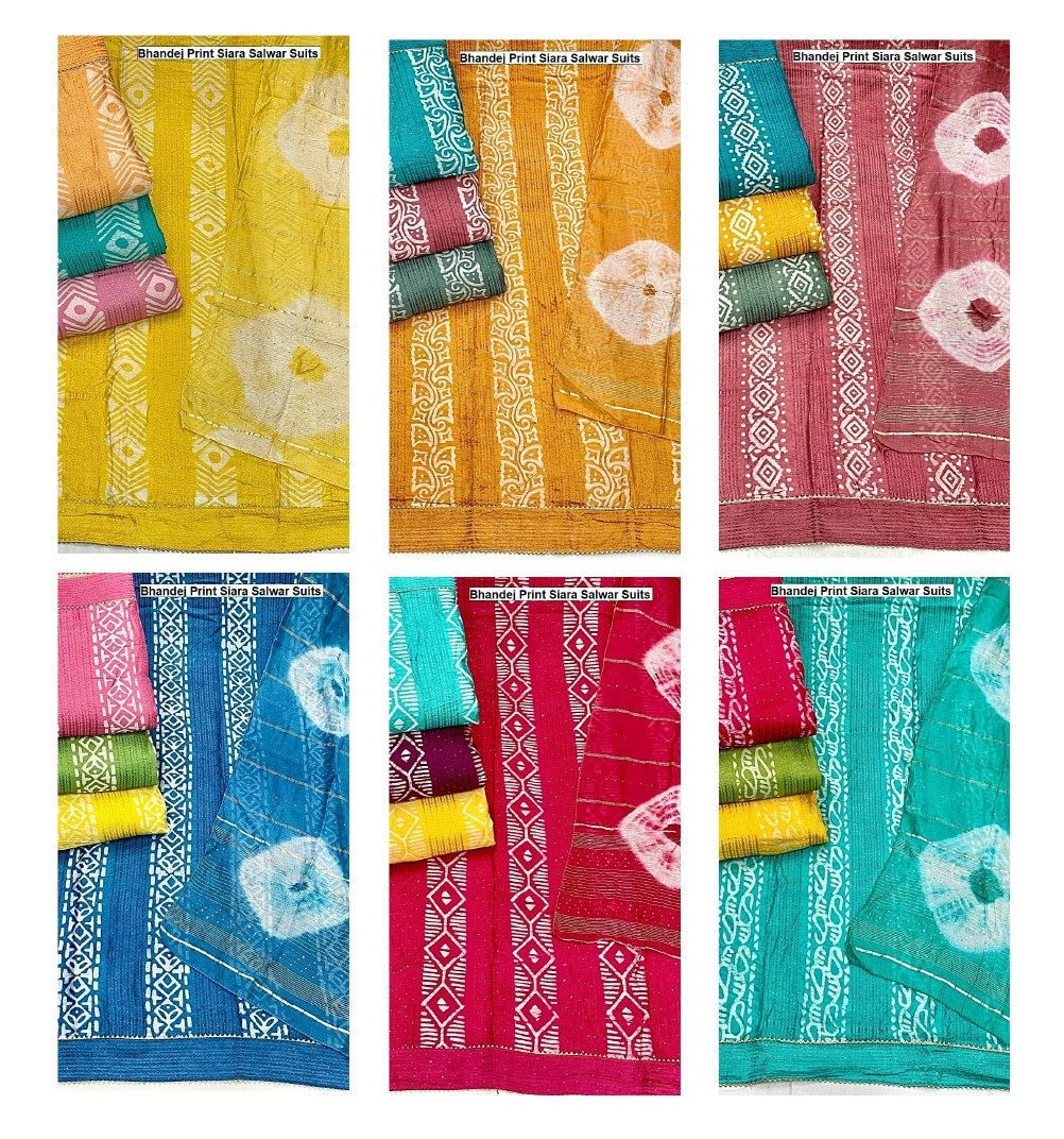 Bhandej Print Siara Nylon Viscose Salwar Suits Supplier Gujarat