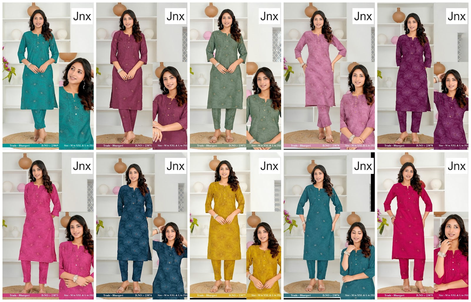 Bhargavi Jnx Vertican Kurti Pant Set Wholesaler