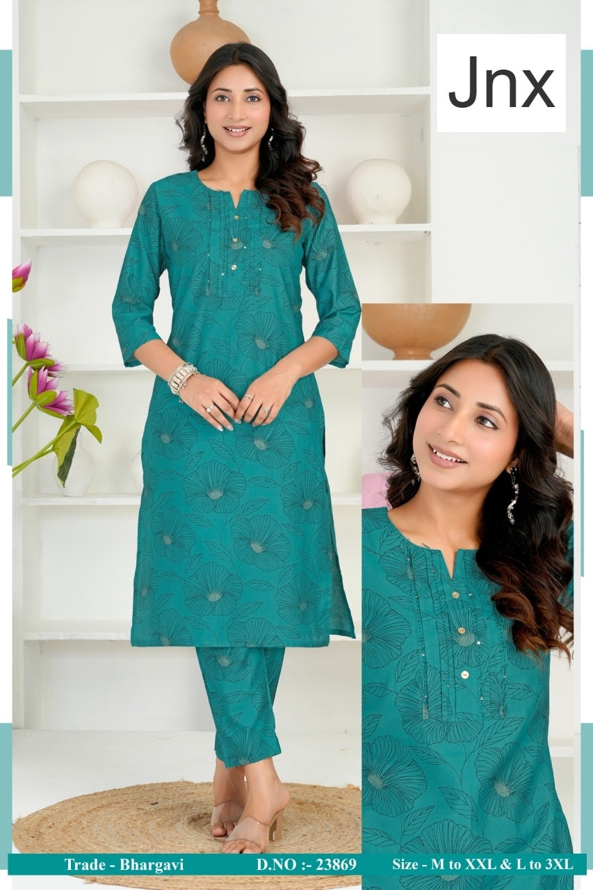 Bhargavi Jnx Vertican Kurti Pant Set Wholesaler
