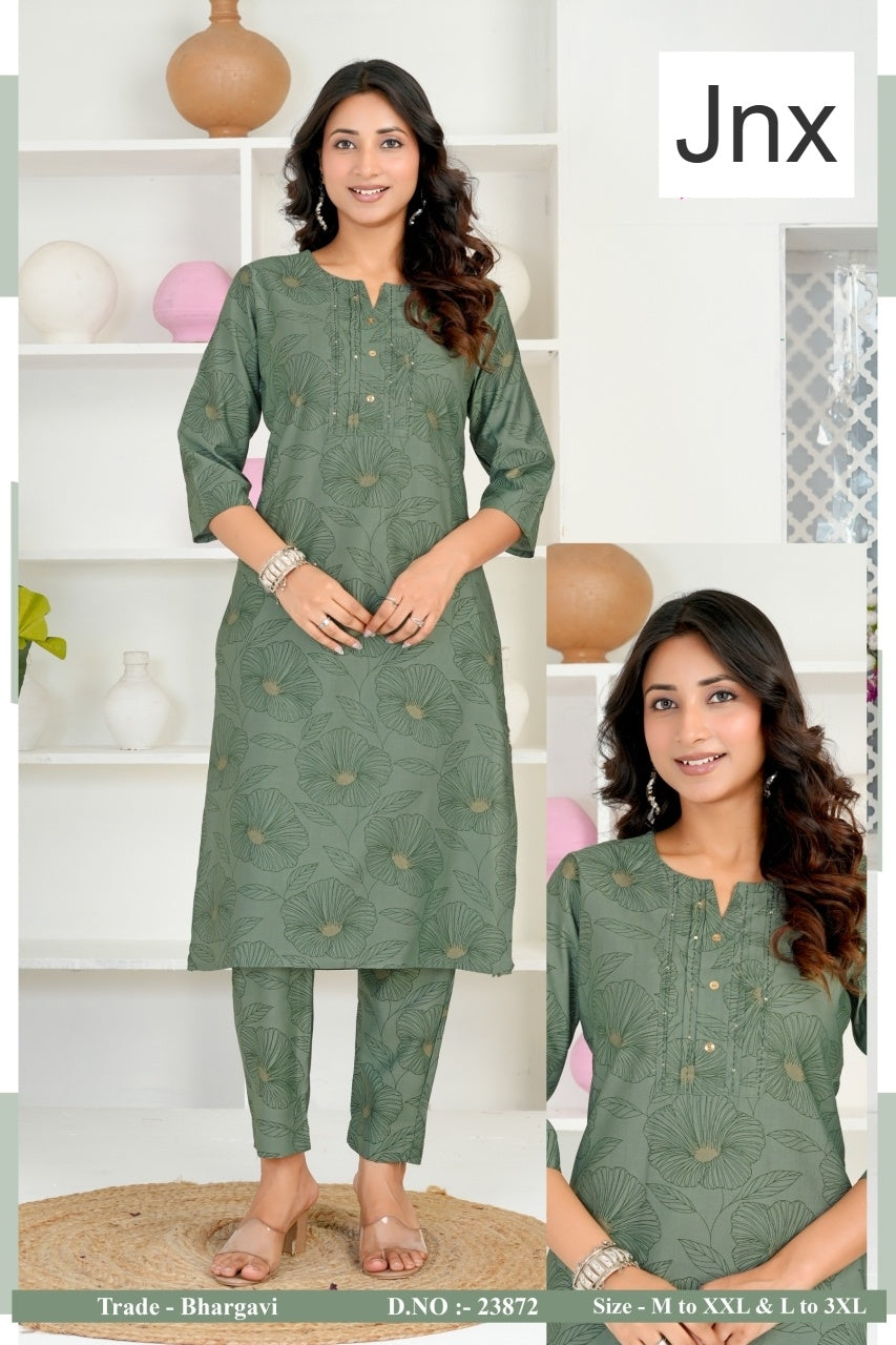 Bhargavi Jnx Vertican Kurti Pant Set Wholesaler