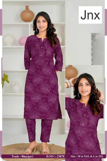 Bhargavi Jnx Vertican Kurti Pant Set Wholesaler