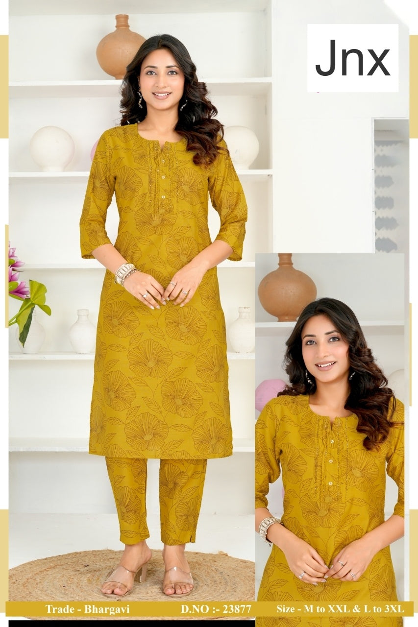 Bhargavi Jnx Vertican Kurti Pant Set Wholesaler