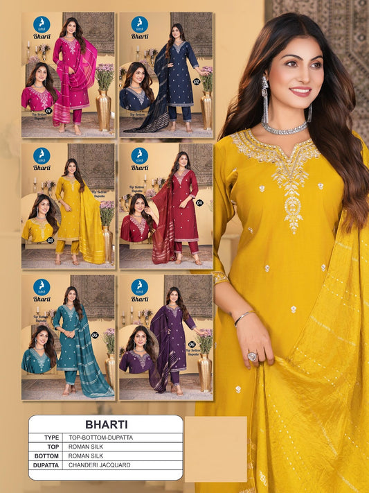 Bharti Kaya Roman Silk Readymade Pant Style Suits Wholesaler India