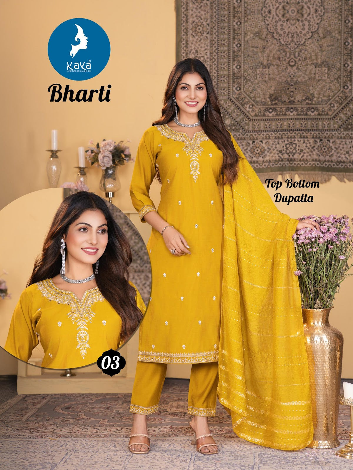 Bharti Kaya Roman Silk Readymade Pant Style Suits Wholesaler India