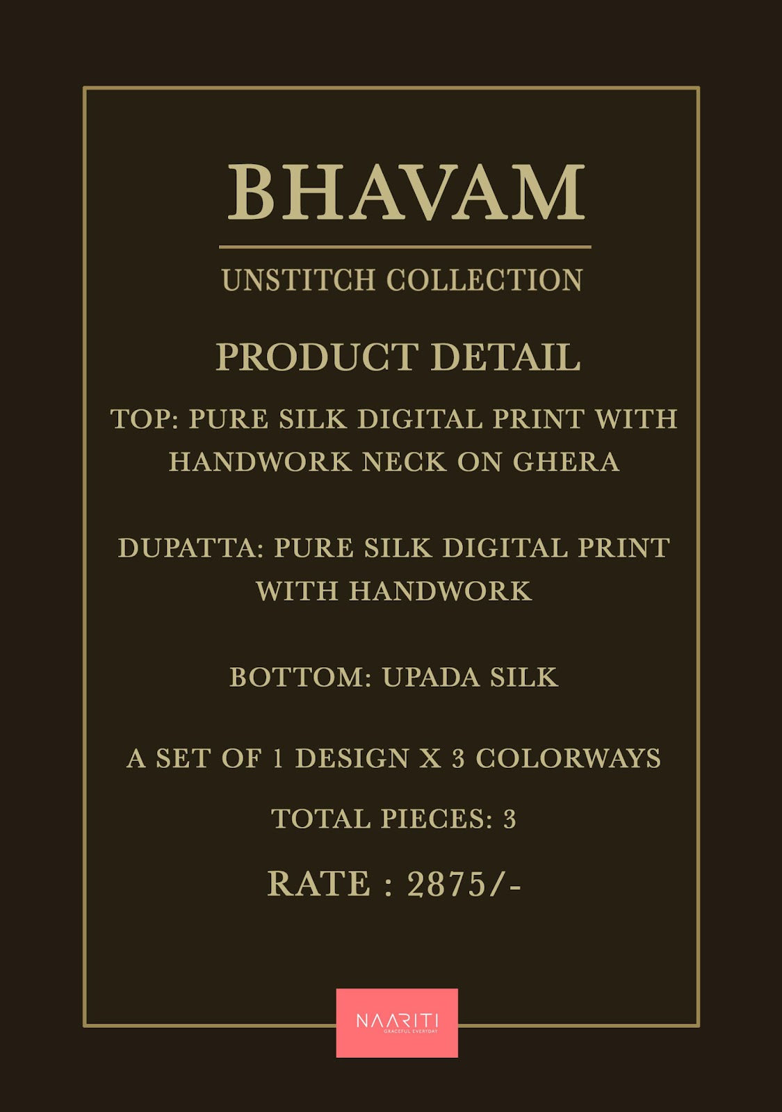 Bhavam Naariti Pure Silk Pant Style Suits Wholesaler India
