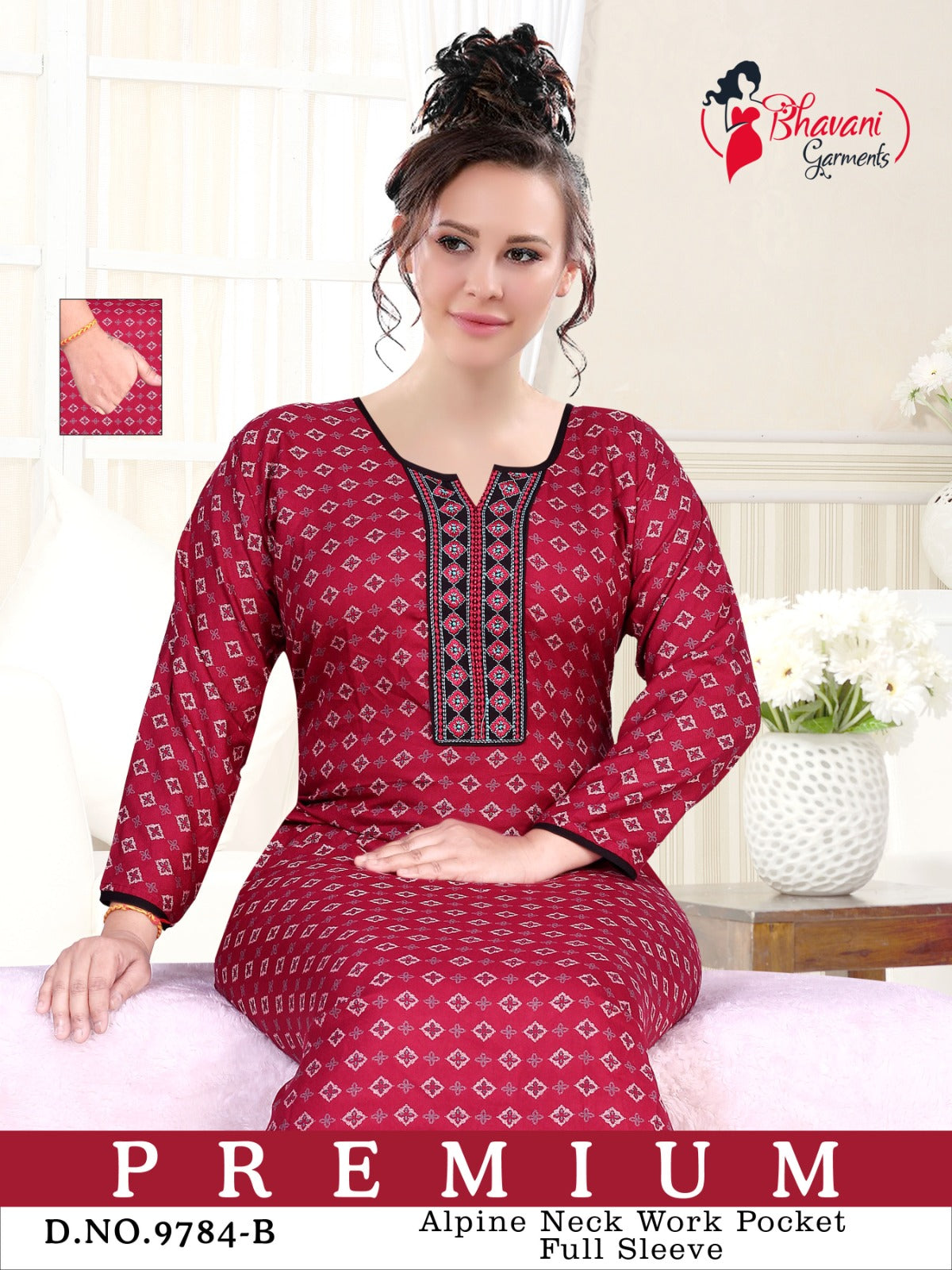 Bhavani Pink Alpine Night Gowns Supplier India