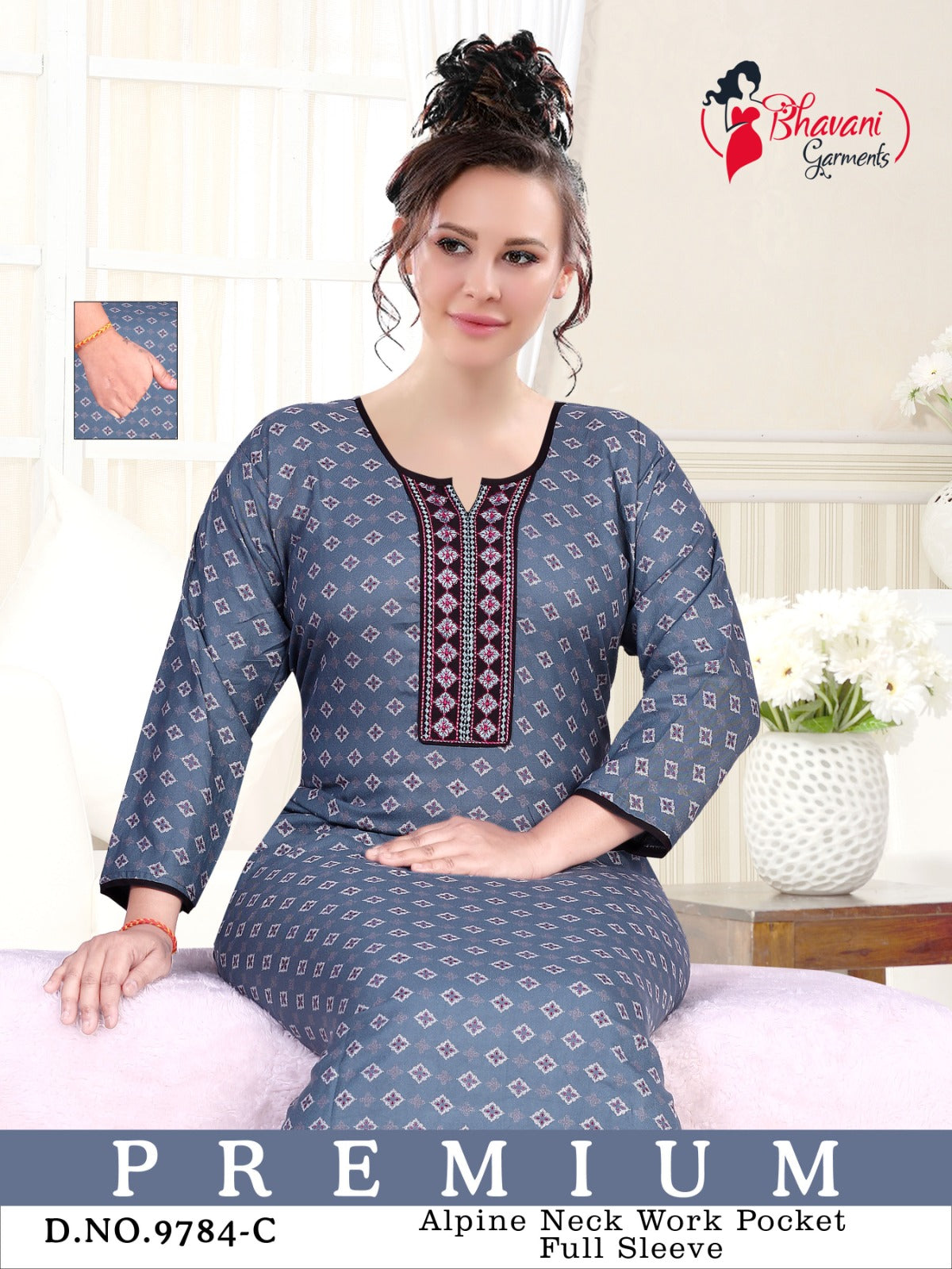 Bhavani Pink Alpine Night Gowns Supplier India