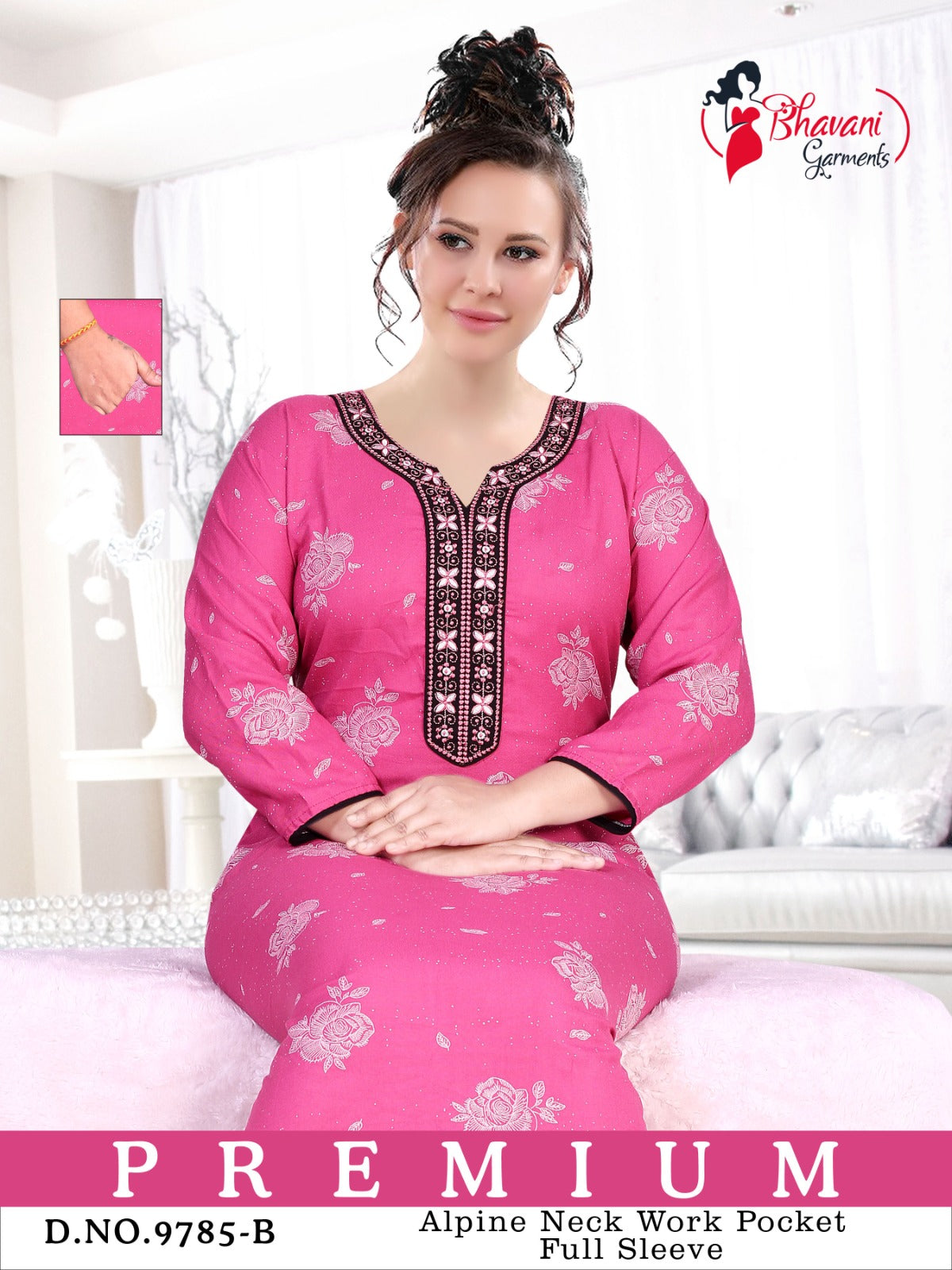 Bhavani Pink Alpine Night Gowns Supplier India