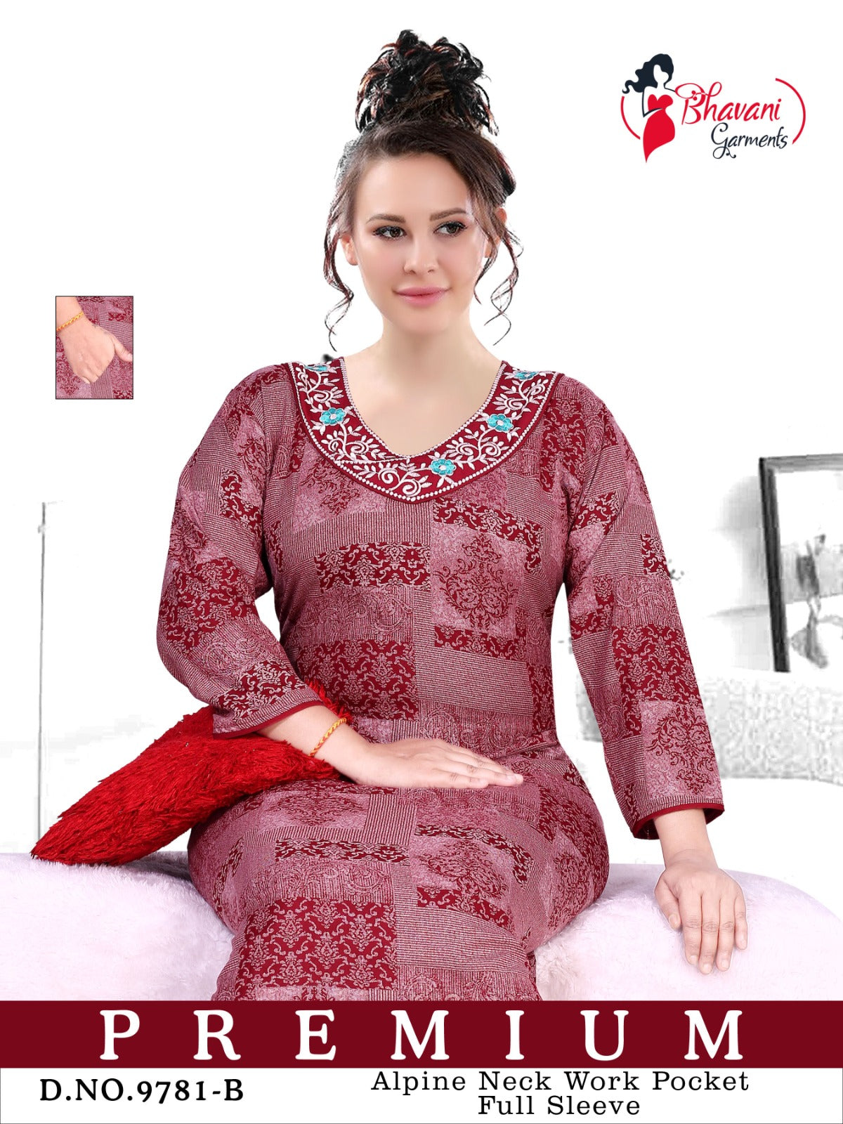 Bhavani Pink Alpine Night Gowns Supplier India