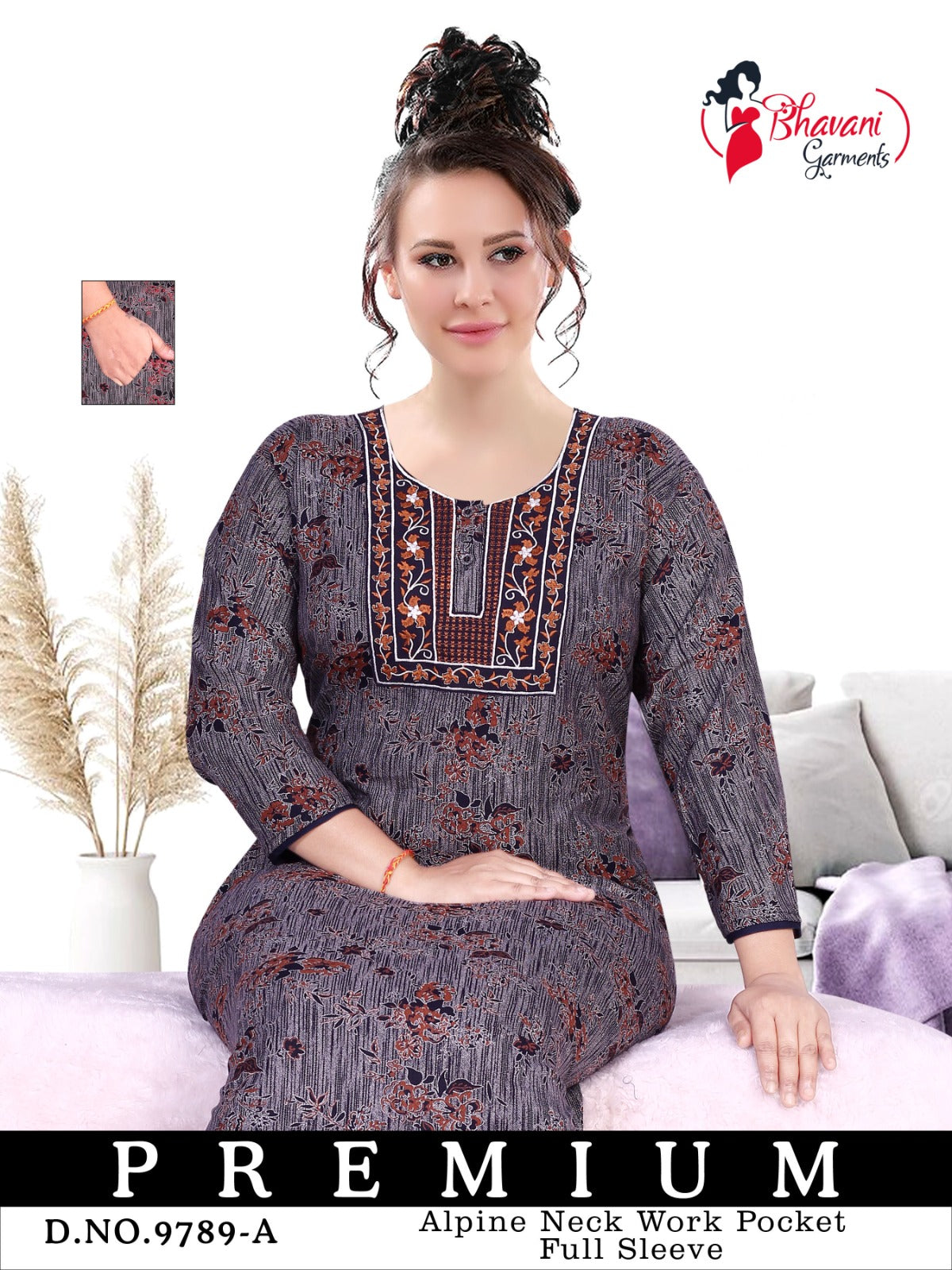 Bhavani Pink Alpine Night Gowns Supplier India