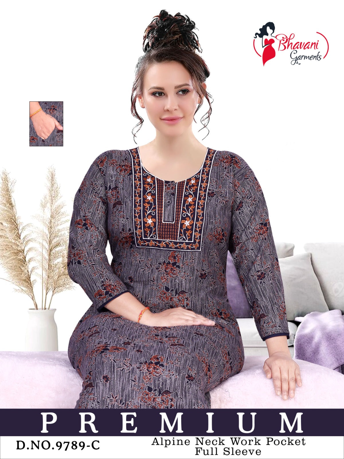 Bhavani Pink Alpine Night Gowns Supplier India