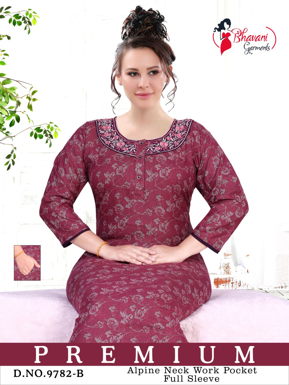 Bhavani Pink Alpine Night Gowns Supplier India