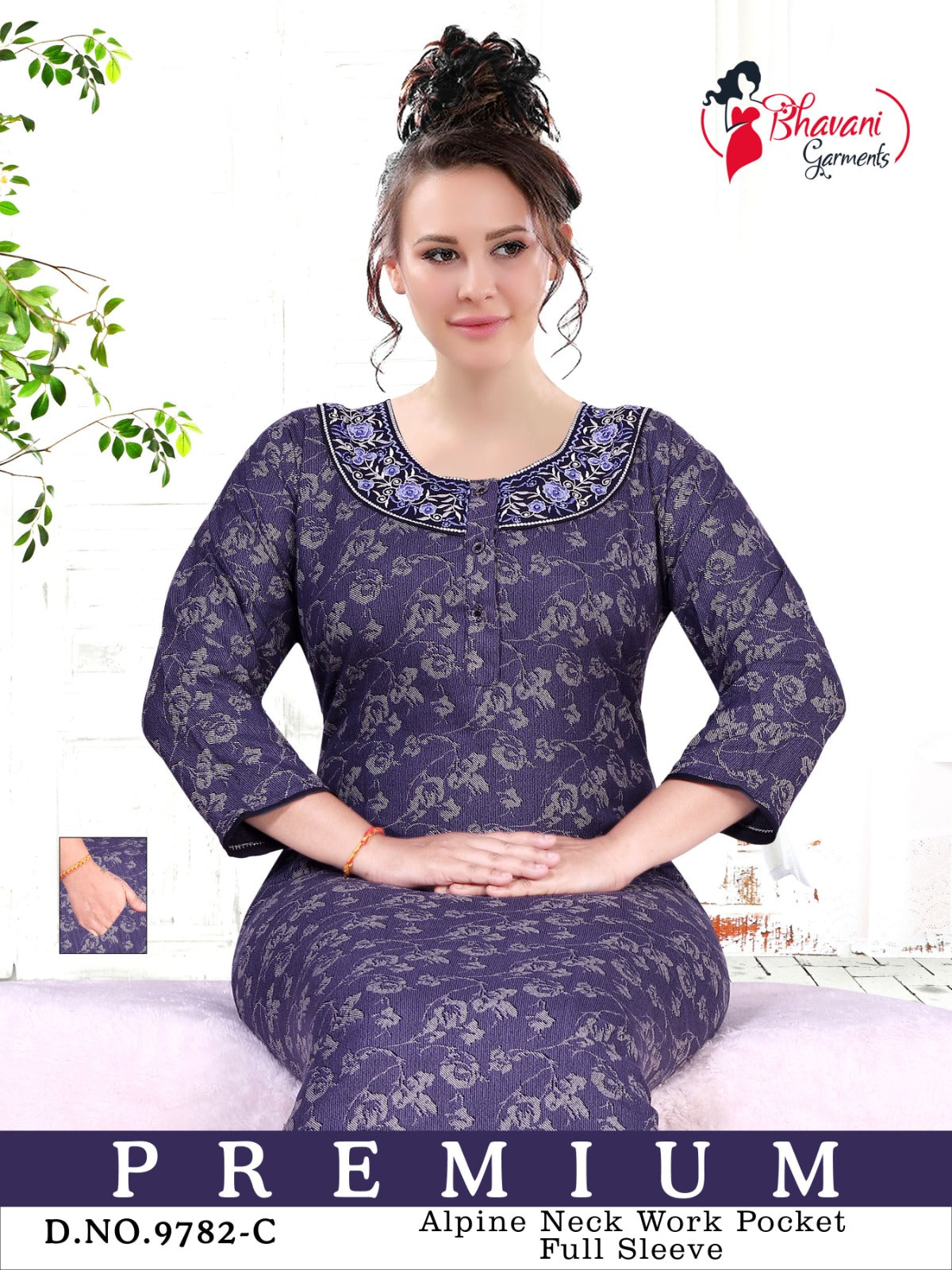 Bhavani Pink Alpine Night Gowns Supplier India