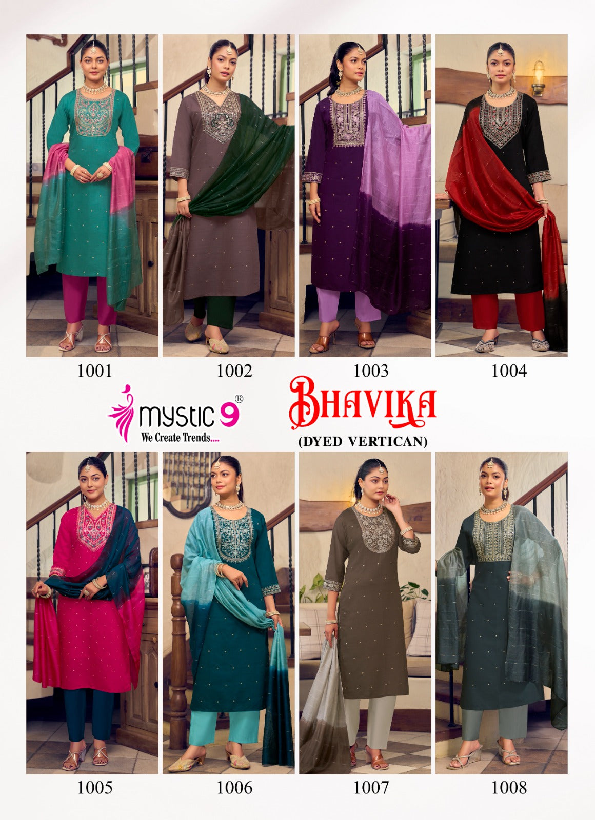 Bhavika Vol 1 Mystic 9 Vertican Readymade Pant Style Suits Manufacturer Ahmedabad