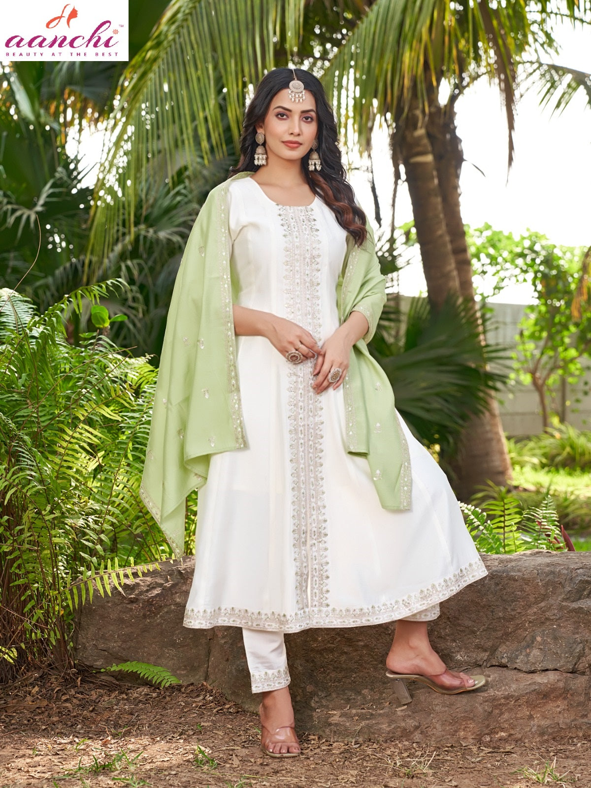 Bhavini Aanchi Roman Silk Readymade Anarkali Suits Exporter Ahmedabad