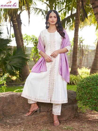 Bhavini Aanchi Roman Silk Readymade Anarkali Suits Exporter Ahmedabad