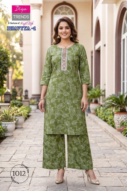 Bhavya Diya Trends Rayon Kurti Plazzo Set Supplier India