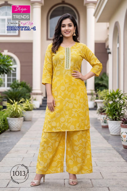 Bhavya Diya Trends Rayon Kurti Plazzo Set Supplier India