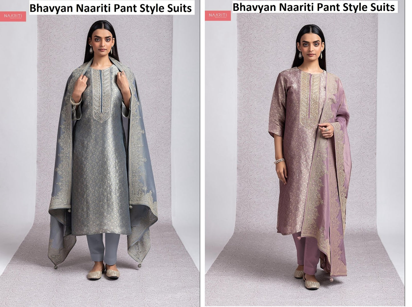 Bhavyan Naariti Silk Jacquard Pant Style Suits Wholesale