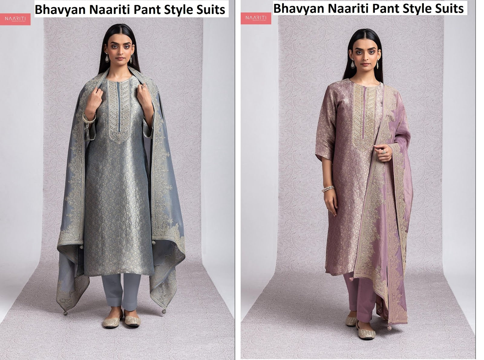 Bhavyan Naariti Silk Jacquard Pant Style Suits Wholesale
