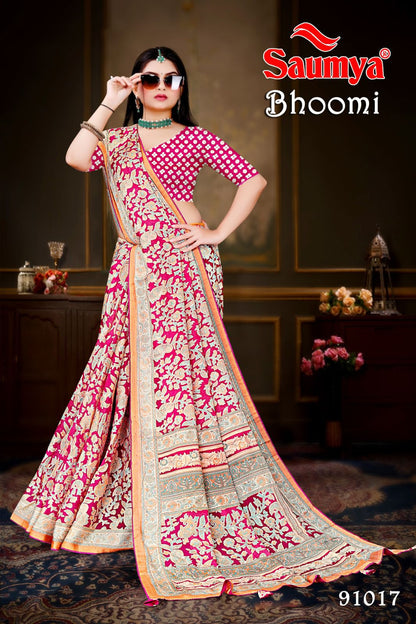 Bhoomi Saumya Dull Moss Sarees Manufacturer Gujarat