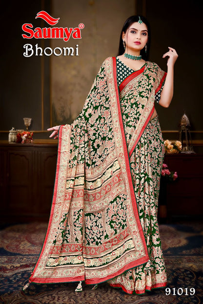 Bhoomi Saumya Dull Moss Sarees Manufacturer Gujarat