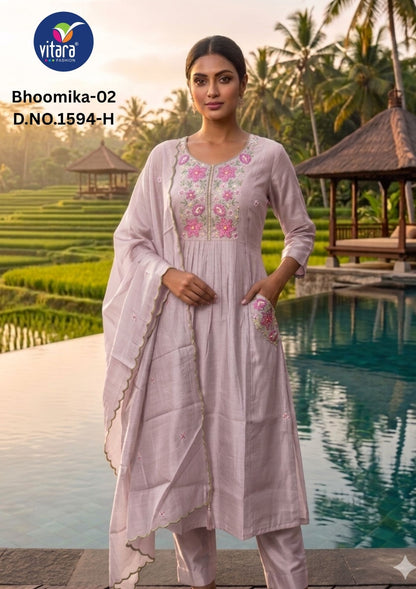 Bhoomika 2 Vitara Chanderi Readymade Pant Style Suits Wholesaler Ahmedabad