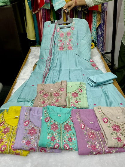 Bhoomika 2 Vitara Chanderi Readymade Pant Style Suits Wholesaler Ahmedabad