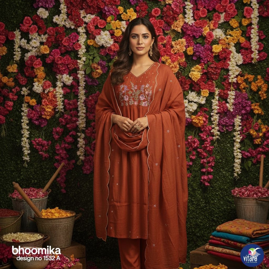 Bhoomika Vitara Chanderi Readymade Pant Style Suits Manufacturer Ahmedabad