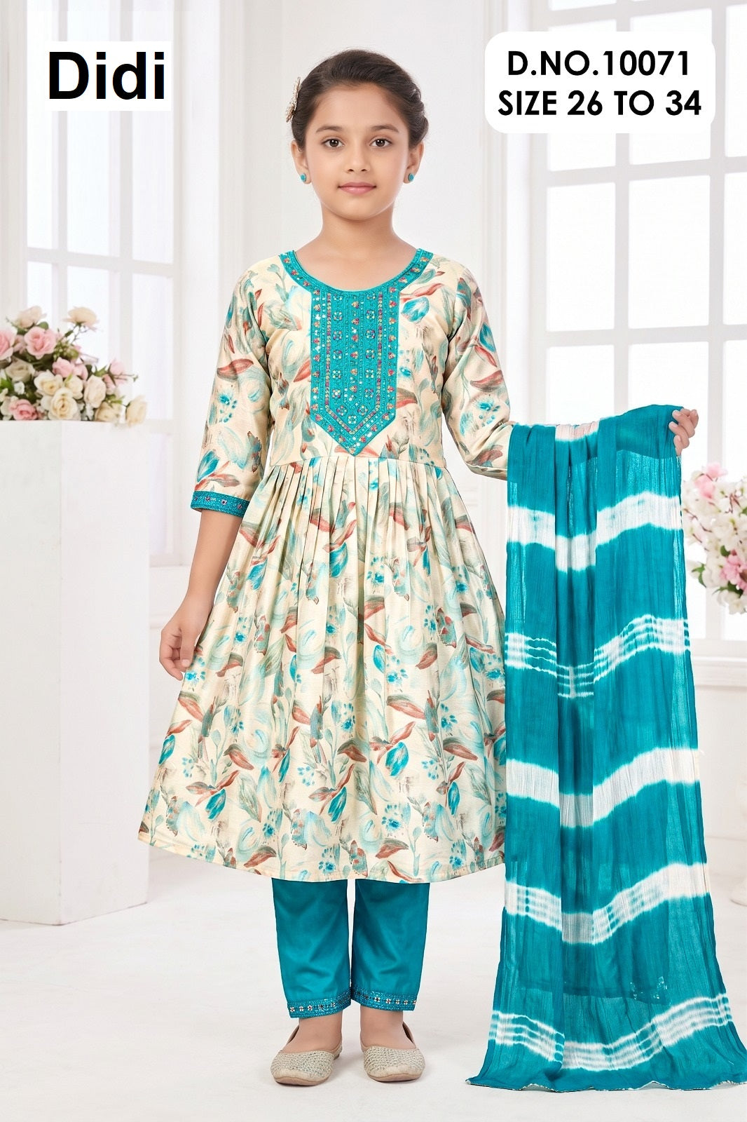 Bhringa 3 Dn 10071 Didi Mul Chanderi Girls Readymade Pant Suits Wholesale Price