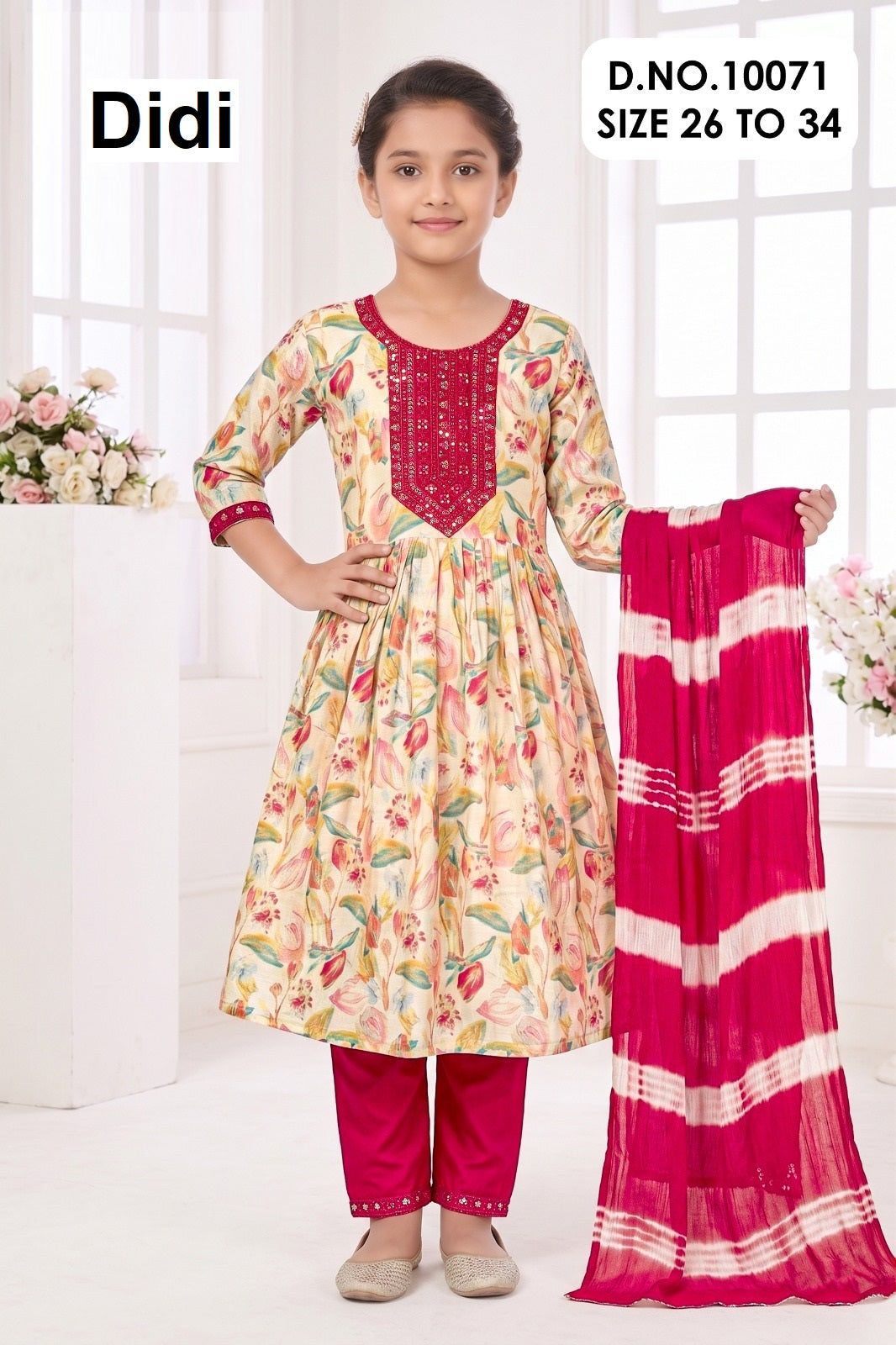 Bhringa 3 Dn 10071 Didi Mul Chanderi Girls Readymade Pant Suits Wholesale Price