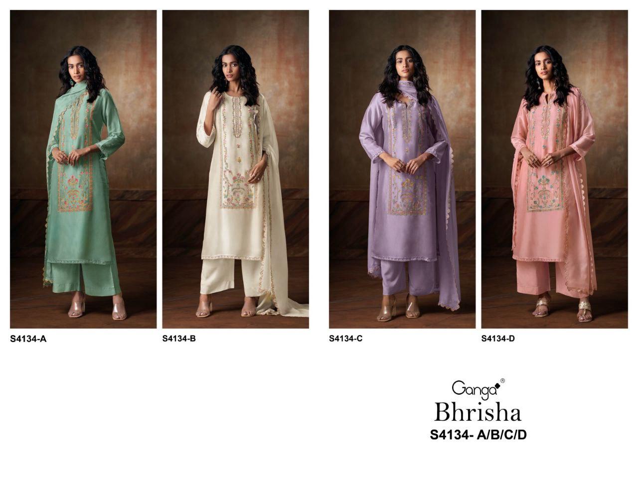 Bhrisha 4134 Ganga Pure Bemberg Pant Style Suits Supplier Ahmedabad