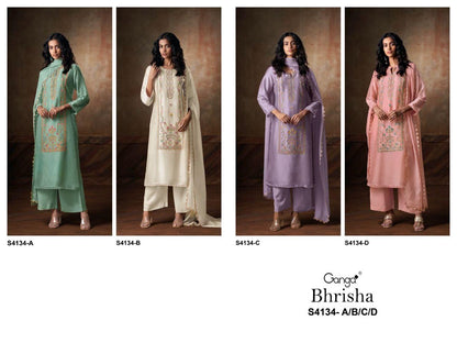 Bhrisha 4134 Ganga Pure Bemberg Pant Style Suits Supplier Ahmedabad