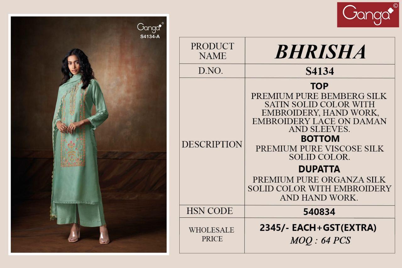 Bhrisha 4134 Ganga Pure Bemberg Pant Style Suits Supplier Ahmedabad