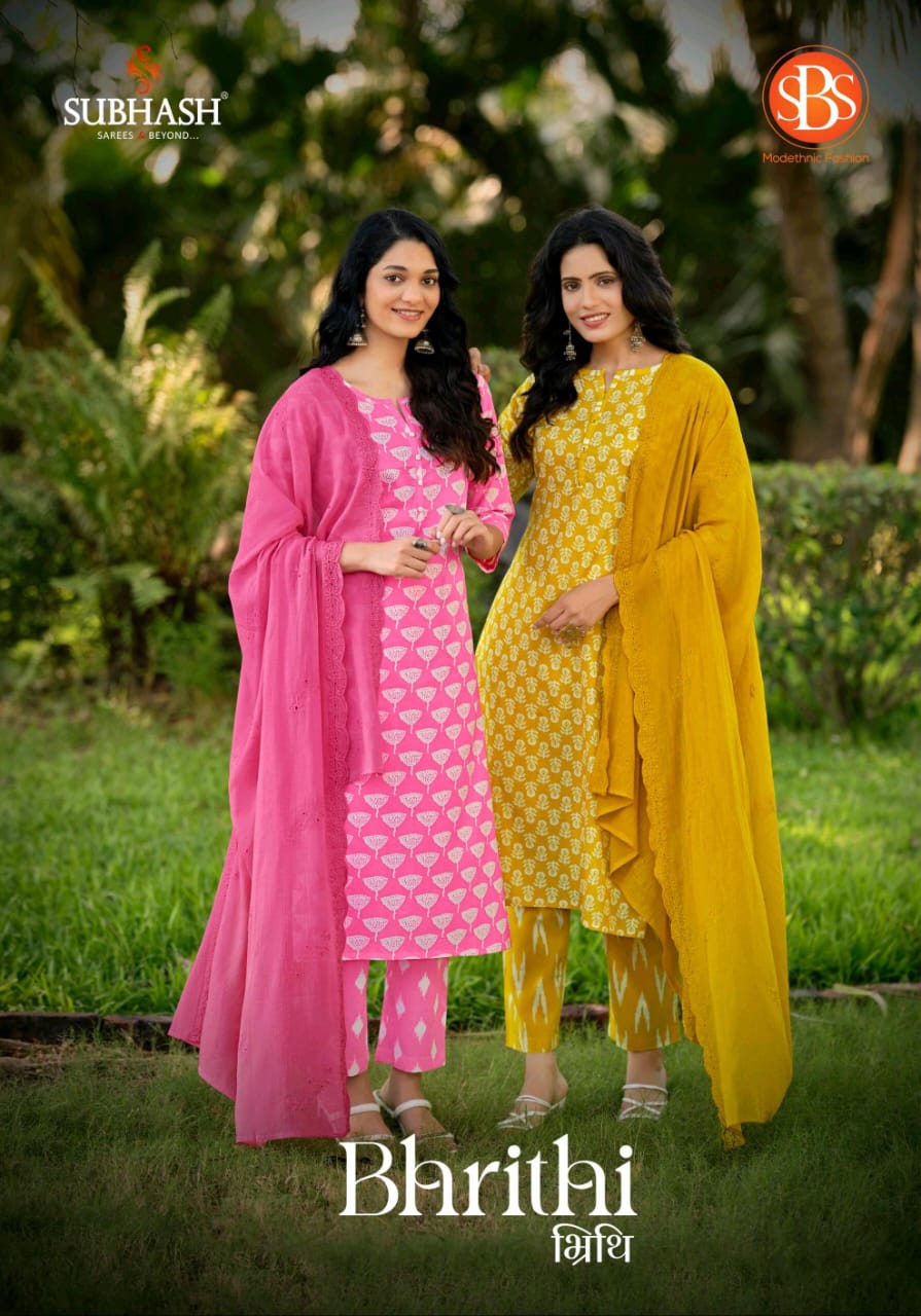 Bhrithi Sbs Cotton Readymade Pant Style Suits Wholesale
