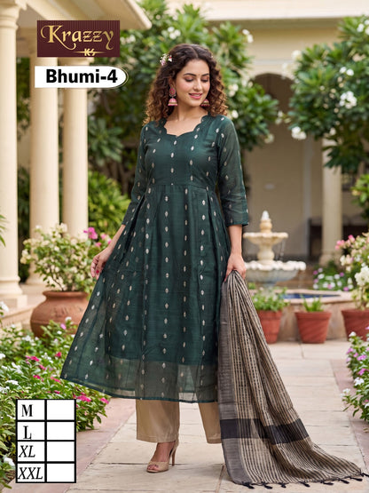 Bhumi Krazzy Kanha Raw Silk Readymade Anarkali Suits Supplier Gujarat