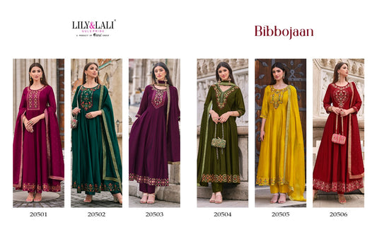 Bibbojaan Lily Lali Vichitra Silk Readymade Anarkali Suits Exporter Gujarat