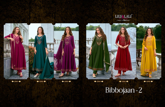 Bibbojaan Vol 2 Lily Lali Vichitra Silk Readymade Anarkali Suits Supplier